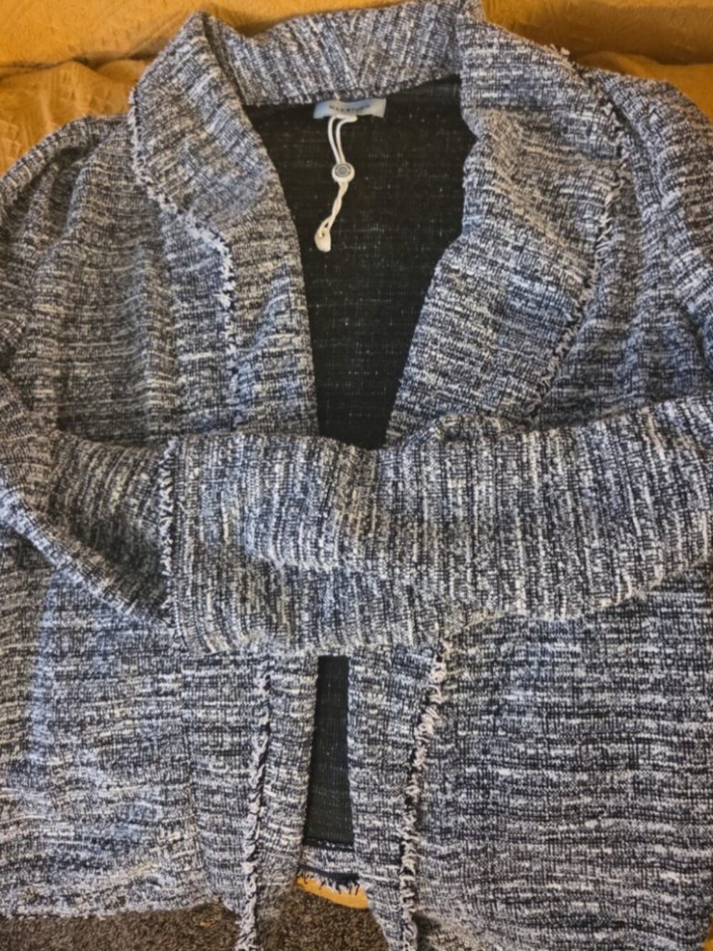 Max Studio Women’s Cardigan Sweater Black Gray Long Sleeve Knit Open